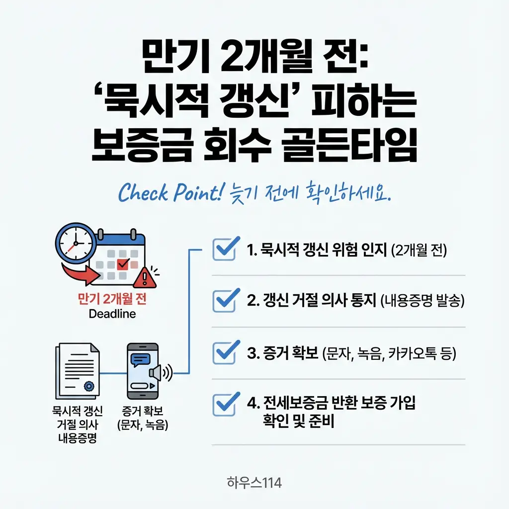 만기 2개월 전 묵시적 갱신 피하는 법 보증금 회수 골든타임 갱신 거절 증거 확보 법률 팁