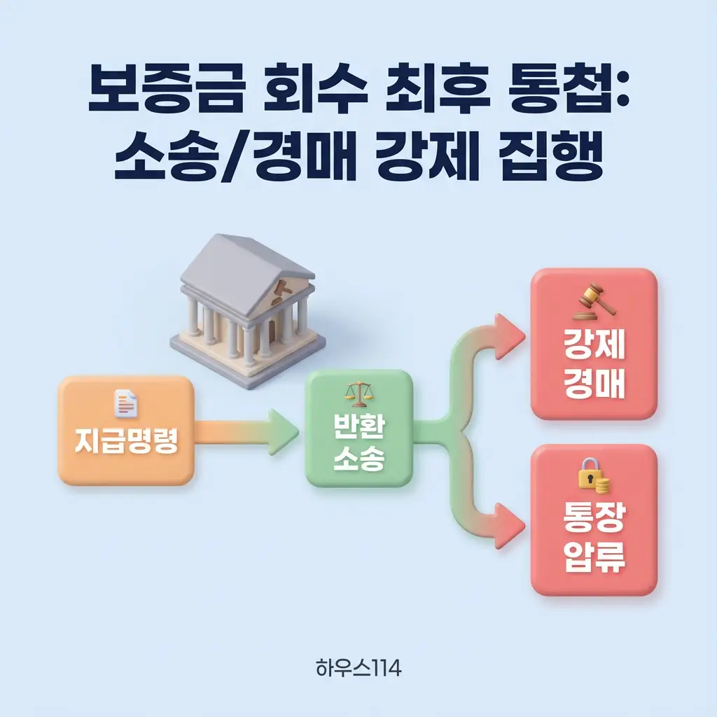 보증금 회수 최후 통첩 지급명령 반환 소송 강제 경매 통장 압류 법적 절차 안내